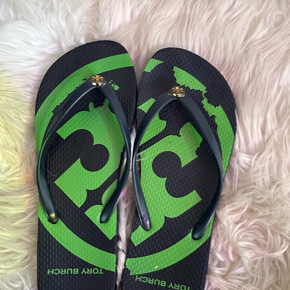 Tory Burch Black and Green Sandals